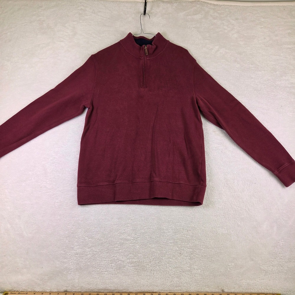 Lands End Mens Medium Burgundy Heather Quarter Zip Pullover Sweater 38-40